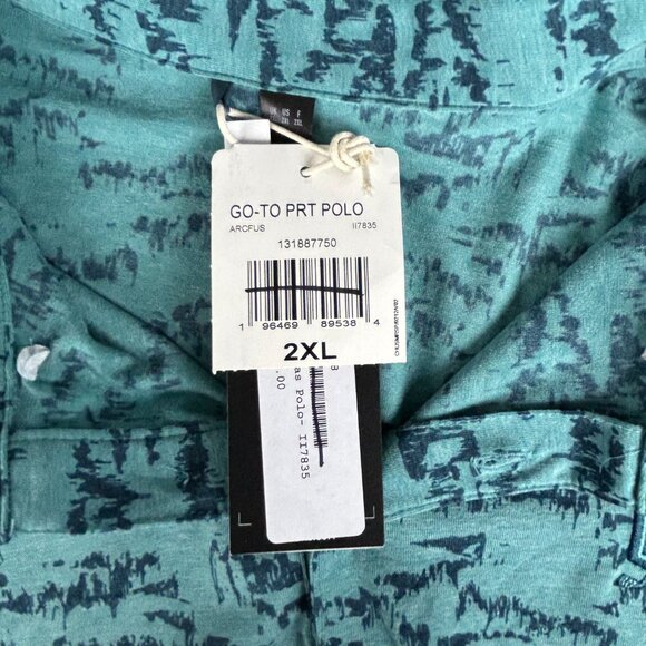 Adidas Polo Golf Shirt Mens 2XL Go-To Printed Green‎ Blue Shirt Preppy II7835 - Picture 12 of 16